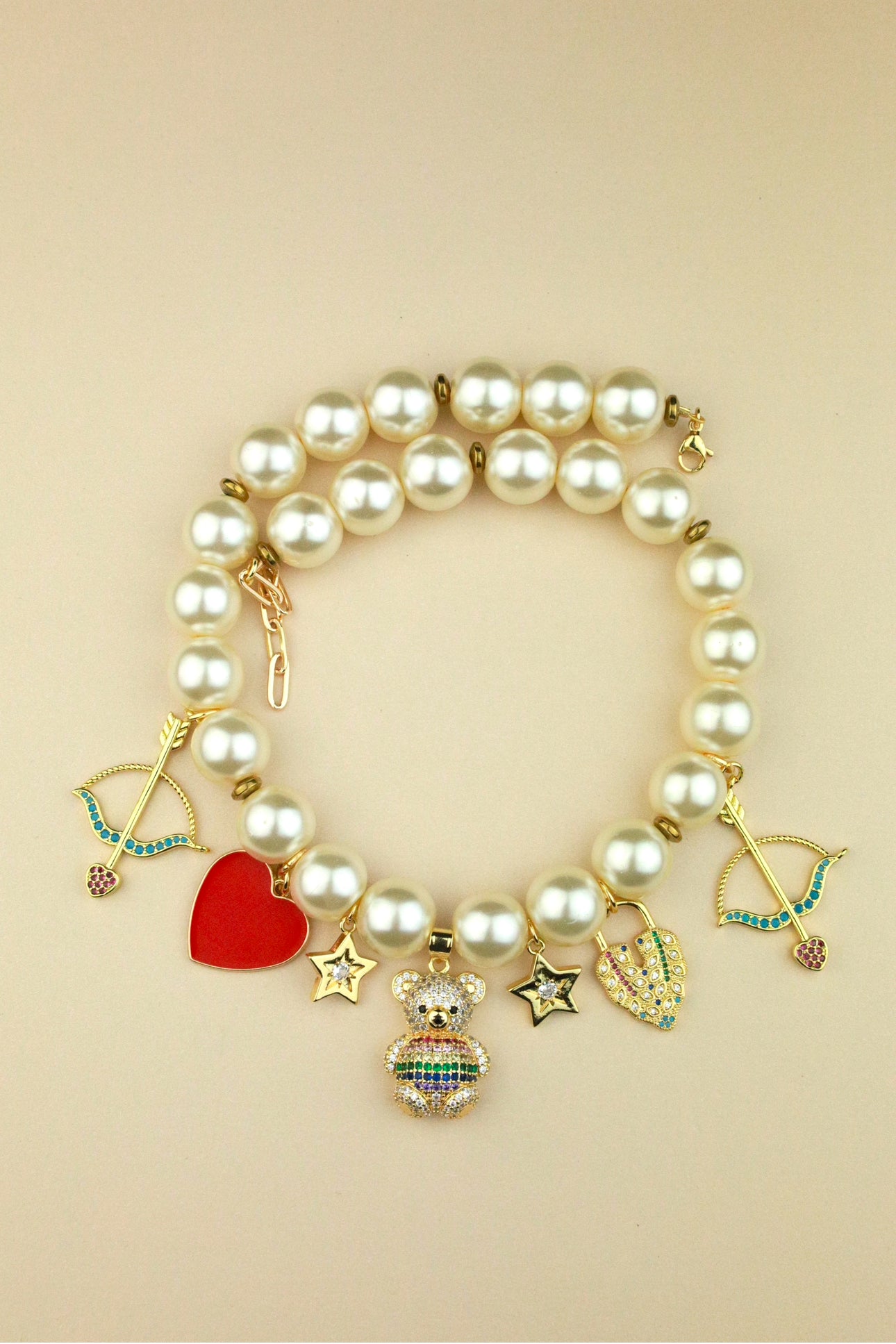 IRIS Charm Beaded Pearl Necklace