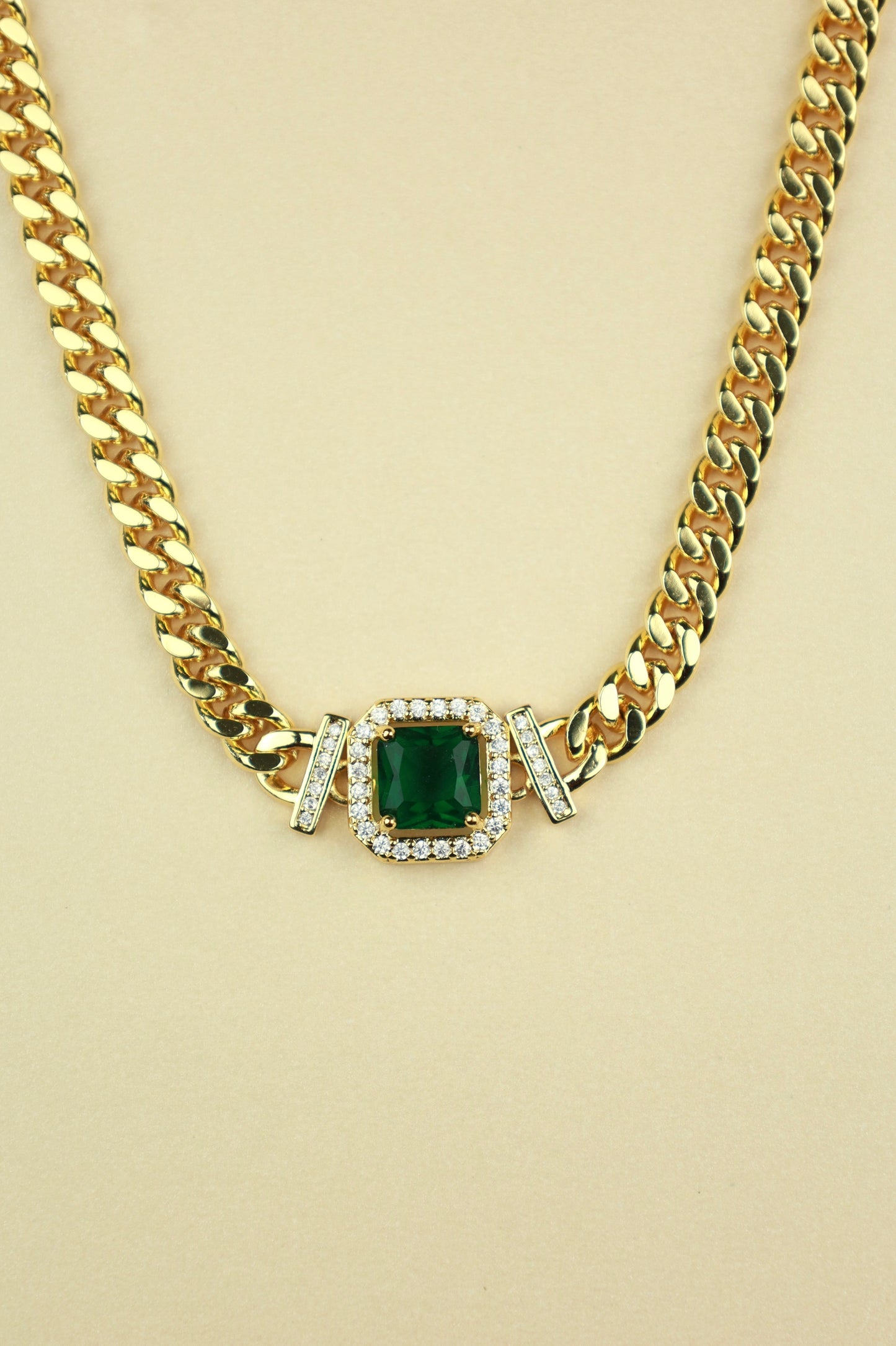 Emerald Cuban Square necklace