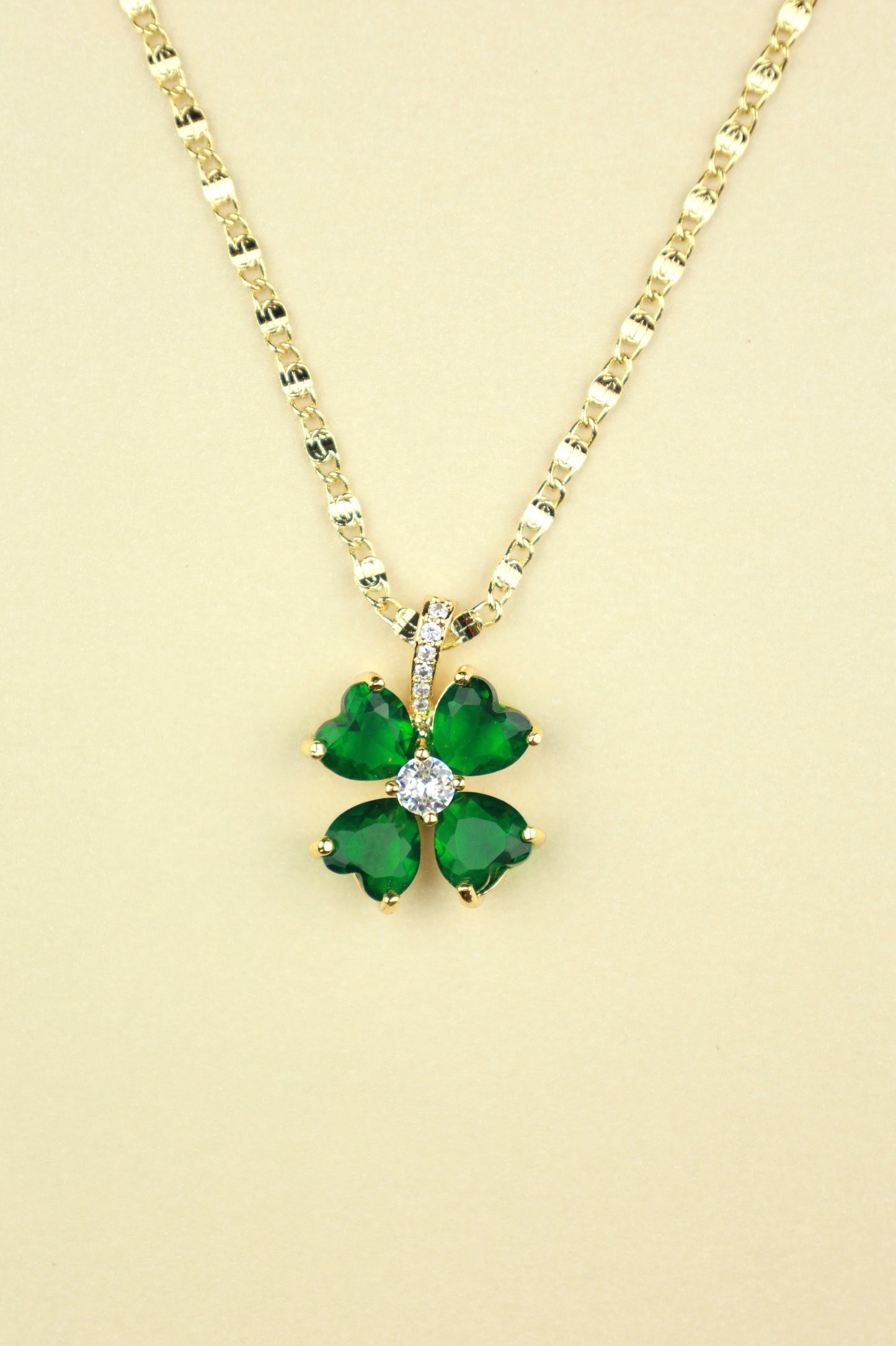 Emerald Clover Necklace in gold