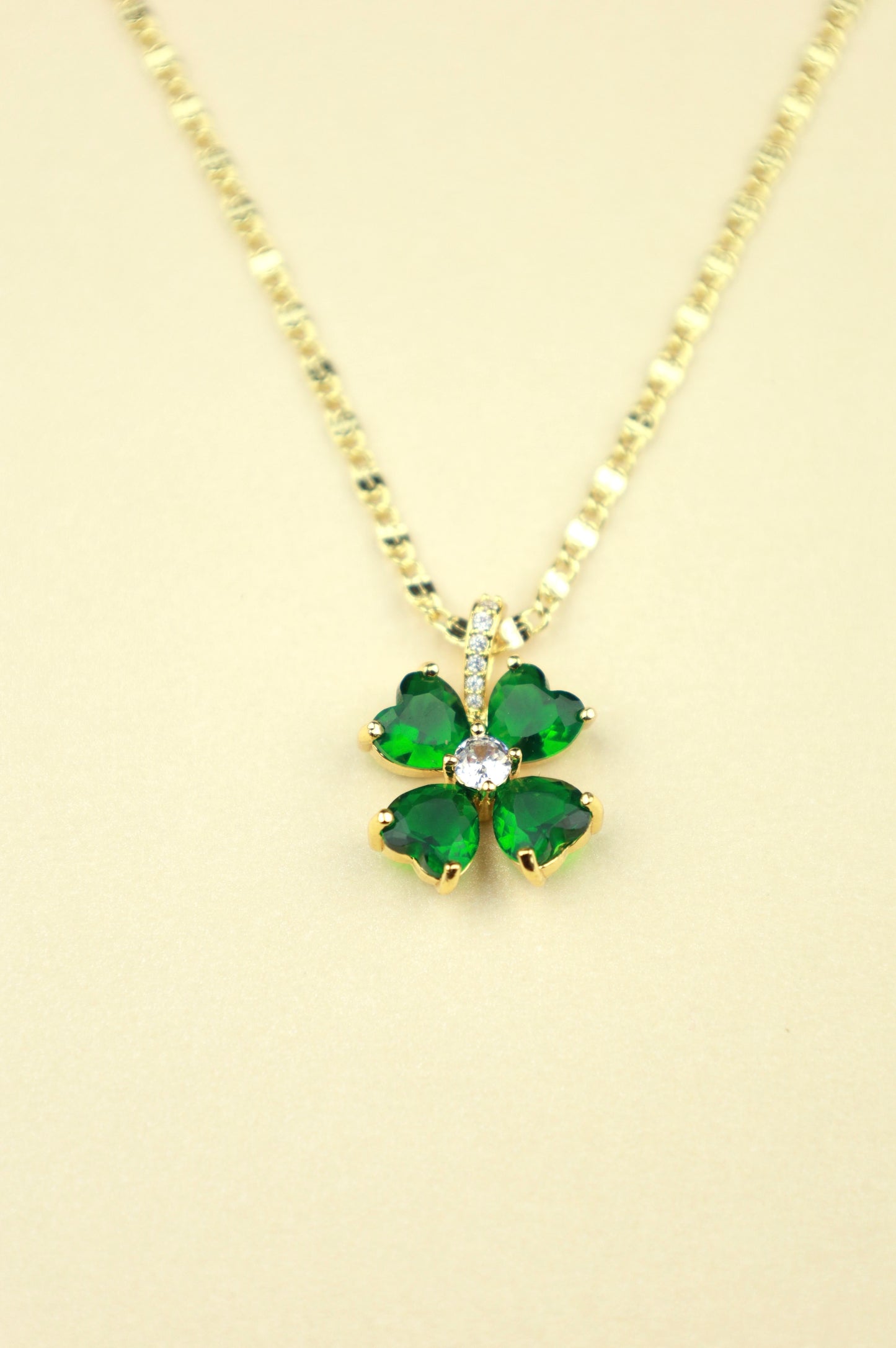 Emerald Clover Necklace in gold