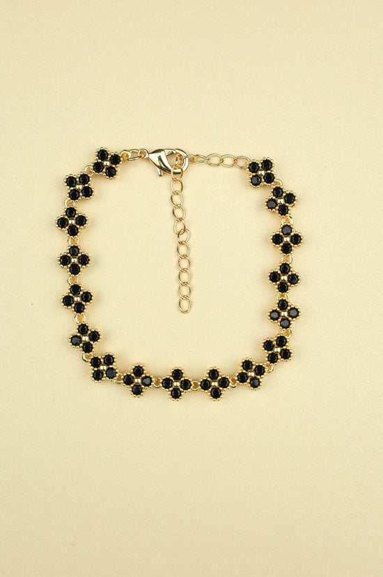 Flora Black Tennis Bracelet