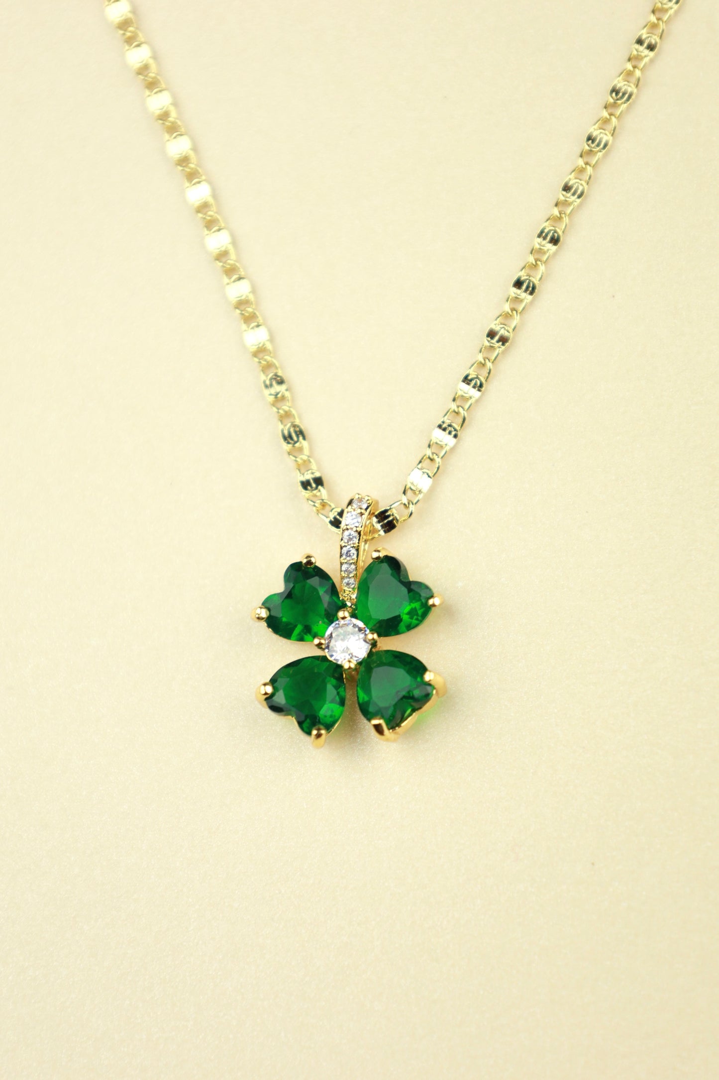 Emerald Clover Necklace in gold