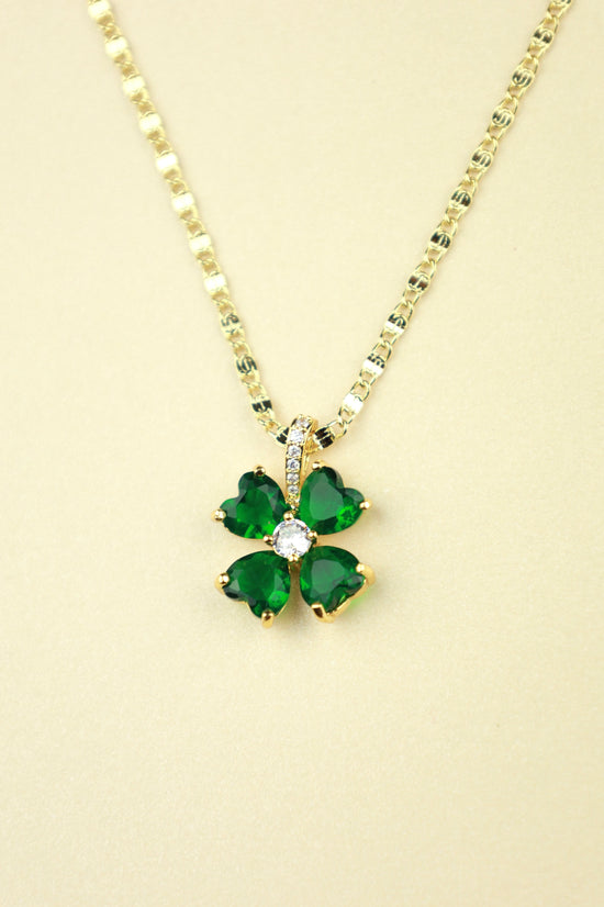 Emerald Clover Necklace in gold